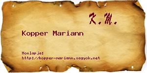 Kopper Mariann névjegykártya